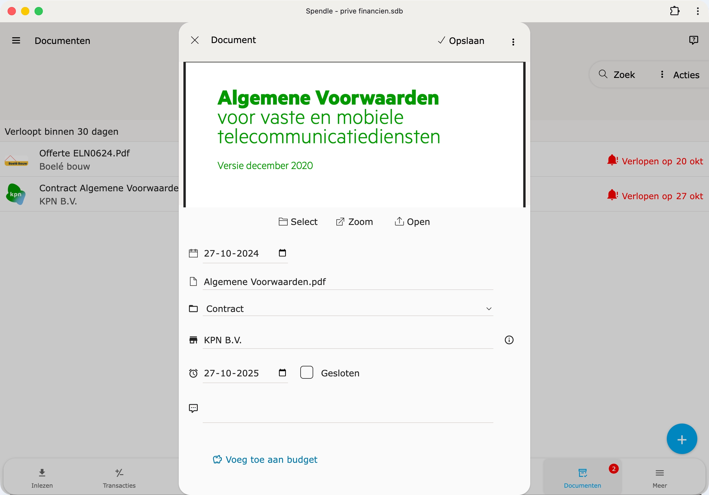 Bonnen en documenten opslaan bij transacties
